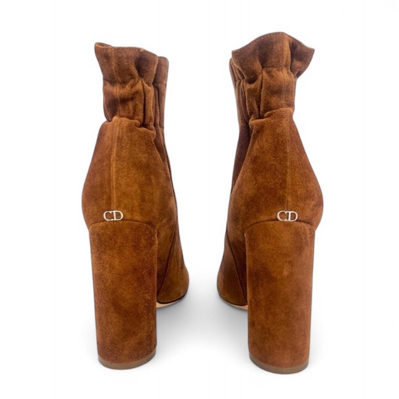 NEW Christian DIOR Brown Suede CD Logo Block Heel Ankle Boots Size EU36.5 - Picture 6 of 10